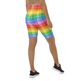 Rainbow Tartan Biker Shorts