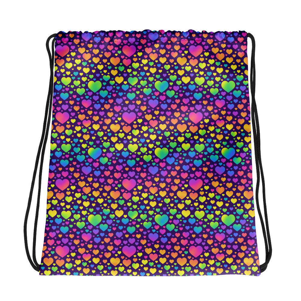 Neon Hearts Drawstring bag