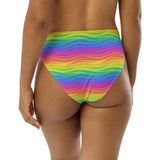 Rainbow Waves Recycled high-waisted bikini bottom