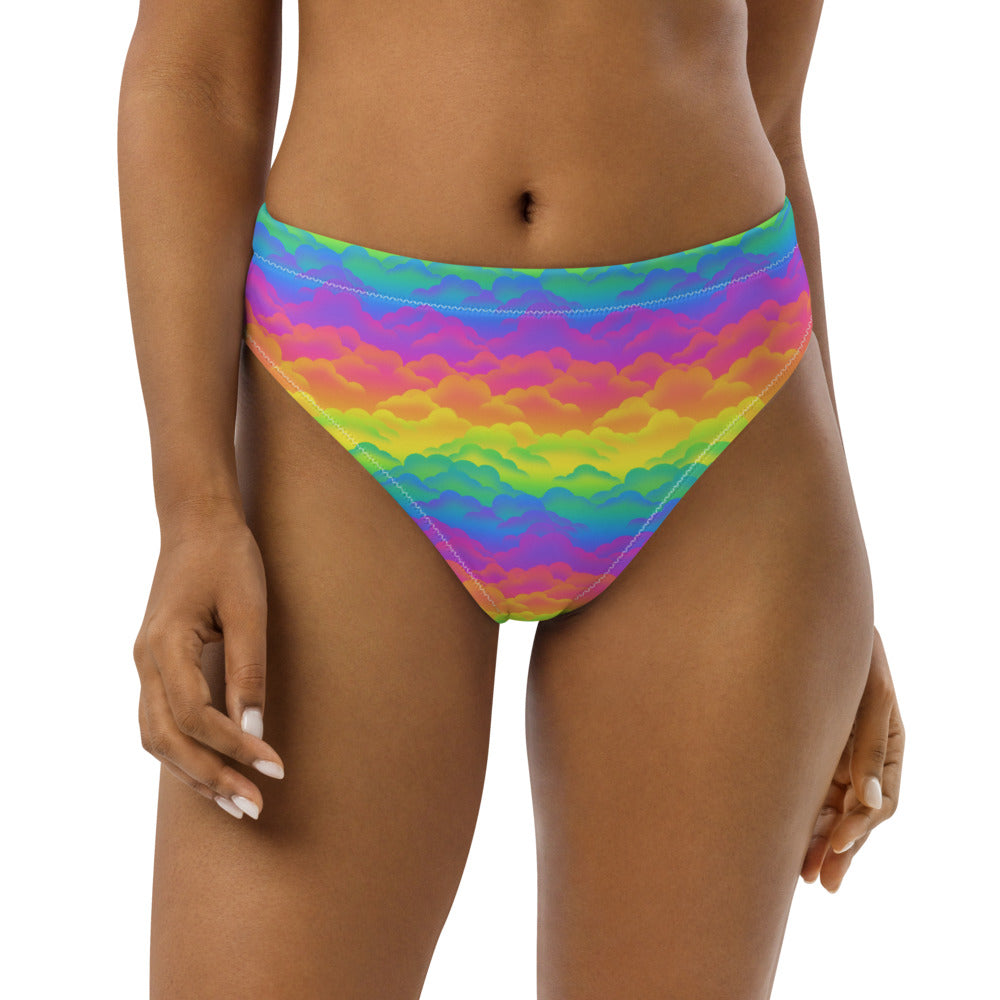 Rainbow Clouds Recycled high-waisted bikini bottom