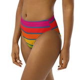 Rainbow Stripes Recycled high-waisted bikini bottom