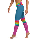 Rainbow Turqoise/Pink Yoga Leggings