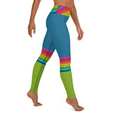 Rainbow Stripes Turqoise/Green Yoga Leggings
