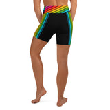 Black Rainbow Stripes Yoga Shorts