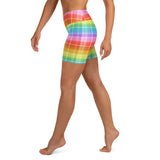 Rainbow Tartan Yoga Shorts