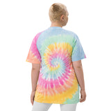 Large Embroidered Paws Heart Oversized tie-dye t-shirt