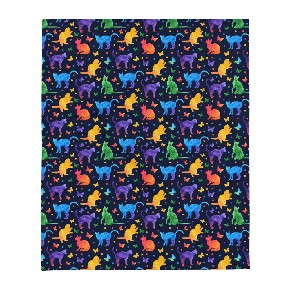 Colorful Cats Throw Blanket