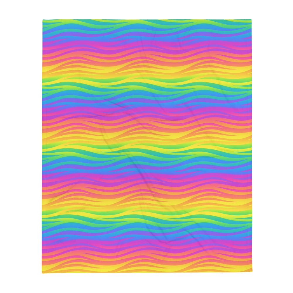 Rainbow Waves Throw Blanket