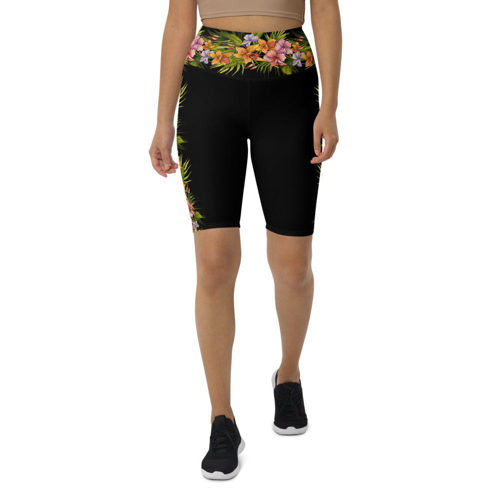 Flower Stripe Biker Shorts