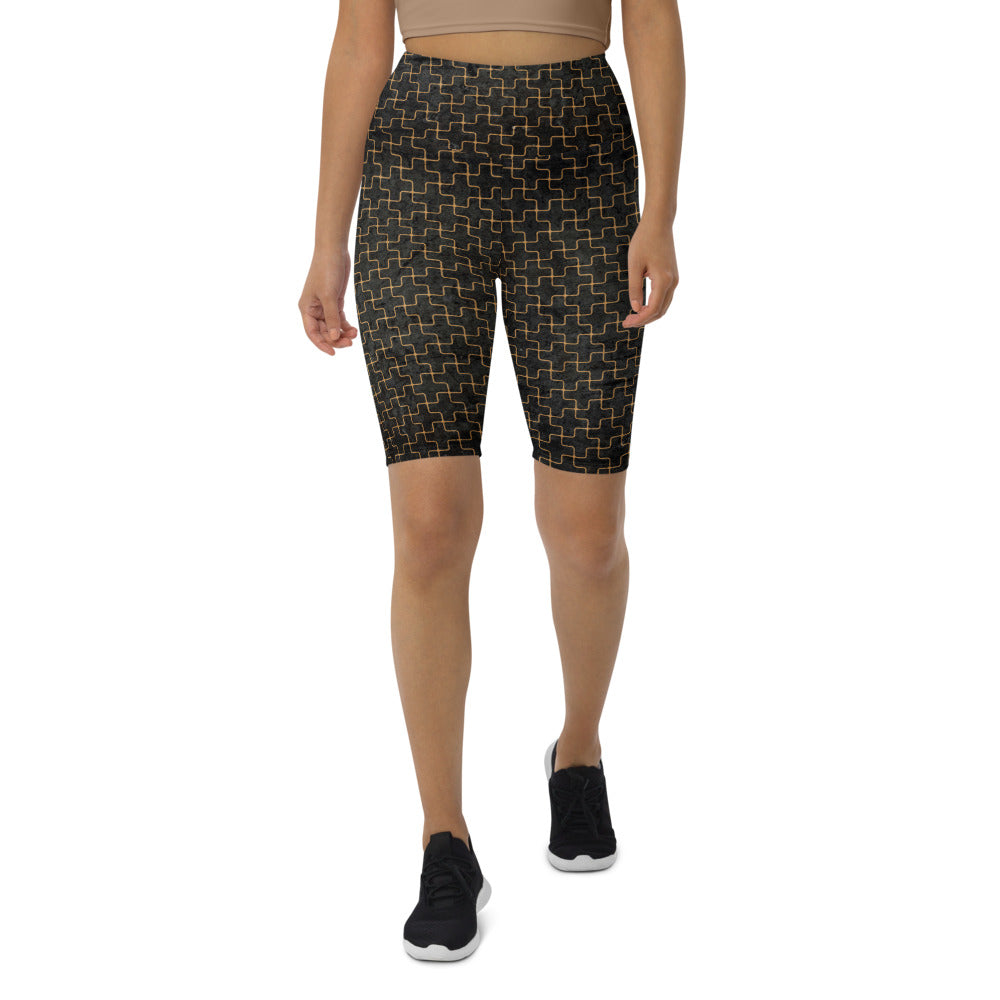 Black Puzzle Biker Shorts