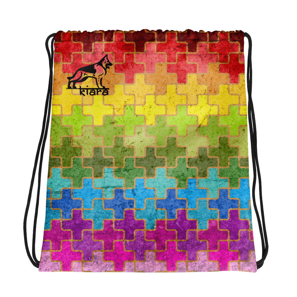 Rainbow Puzzle Drawstring bag
