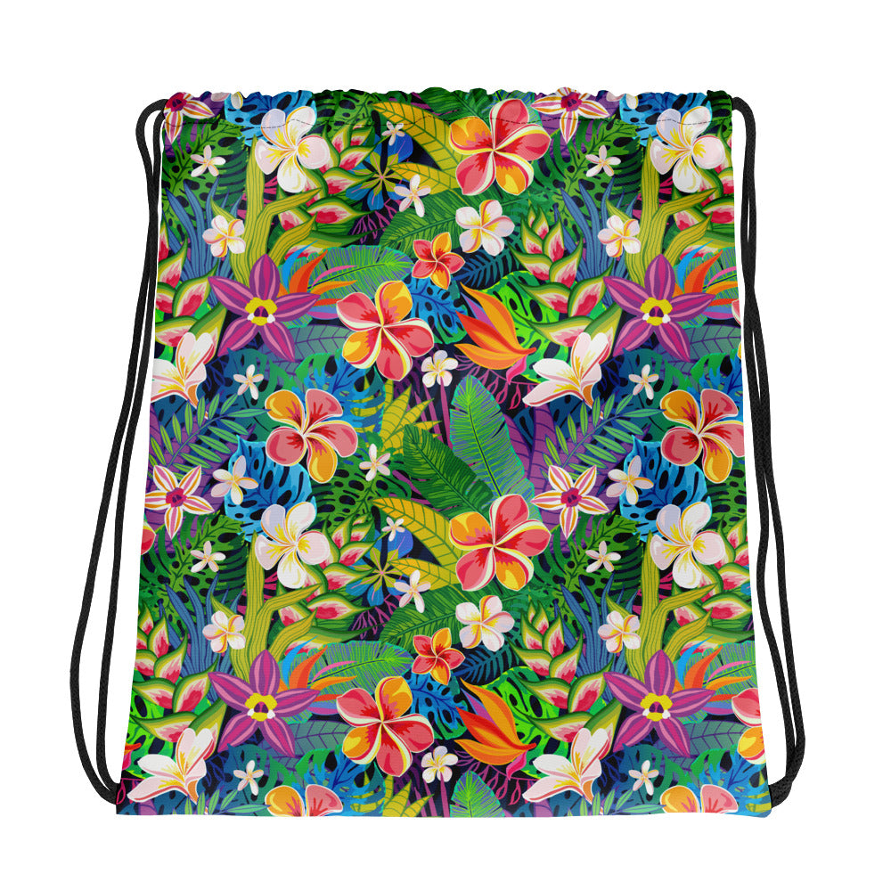 Tropical Rainbow Flower Drawstring bag
