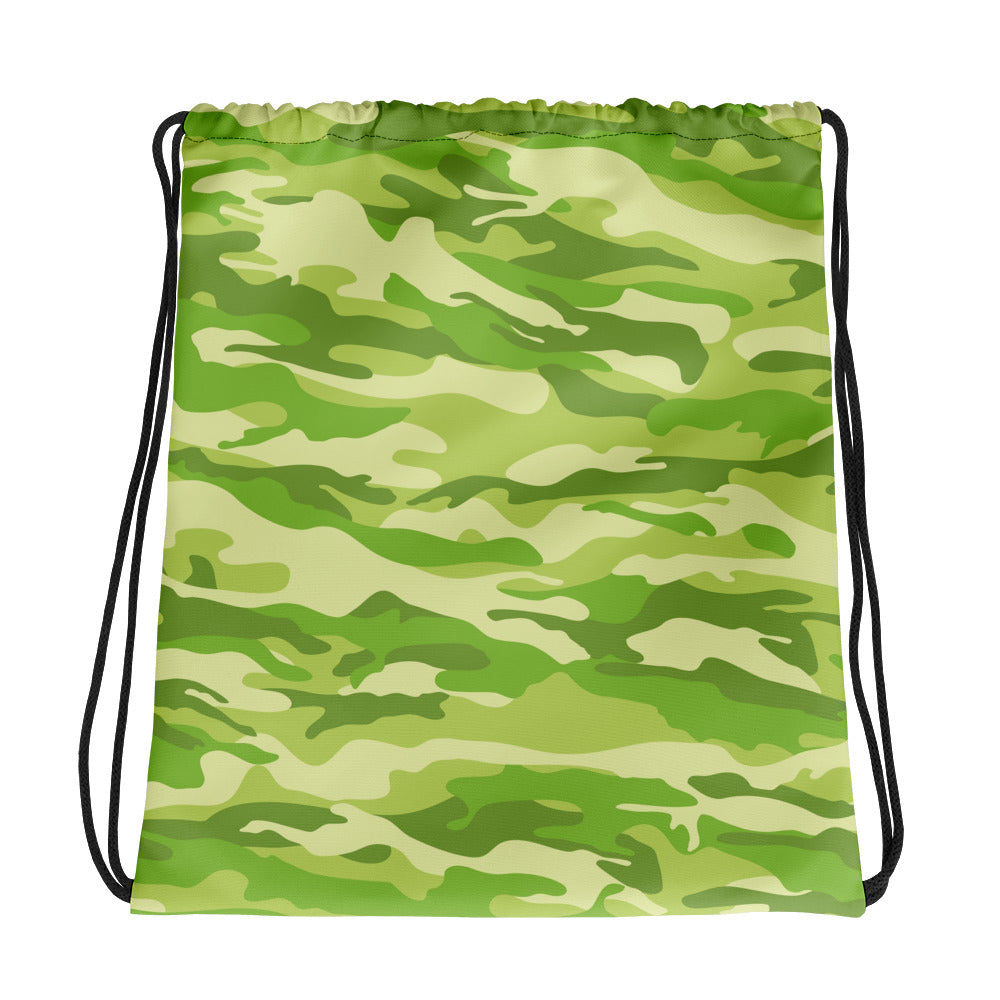 Light Green Camo Drawstring bag