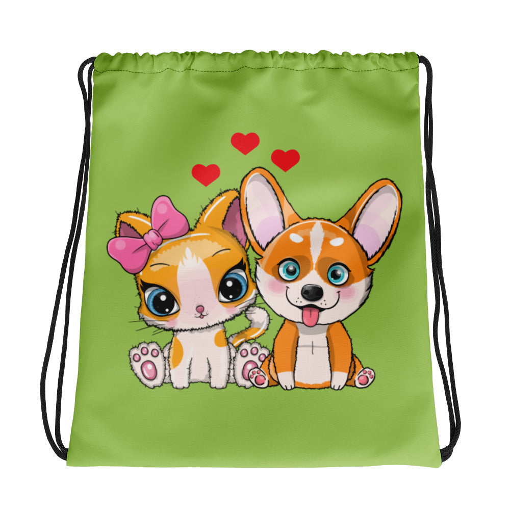 Puppy & Kitten Drawstring bag