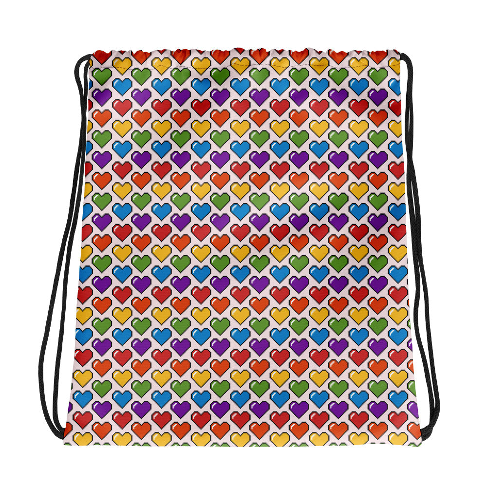 Rainbow Hearts Drawstring bag