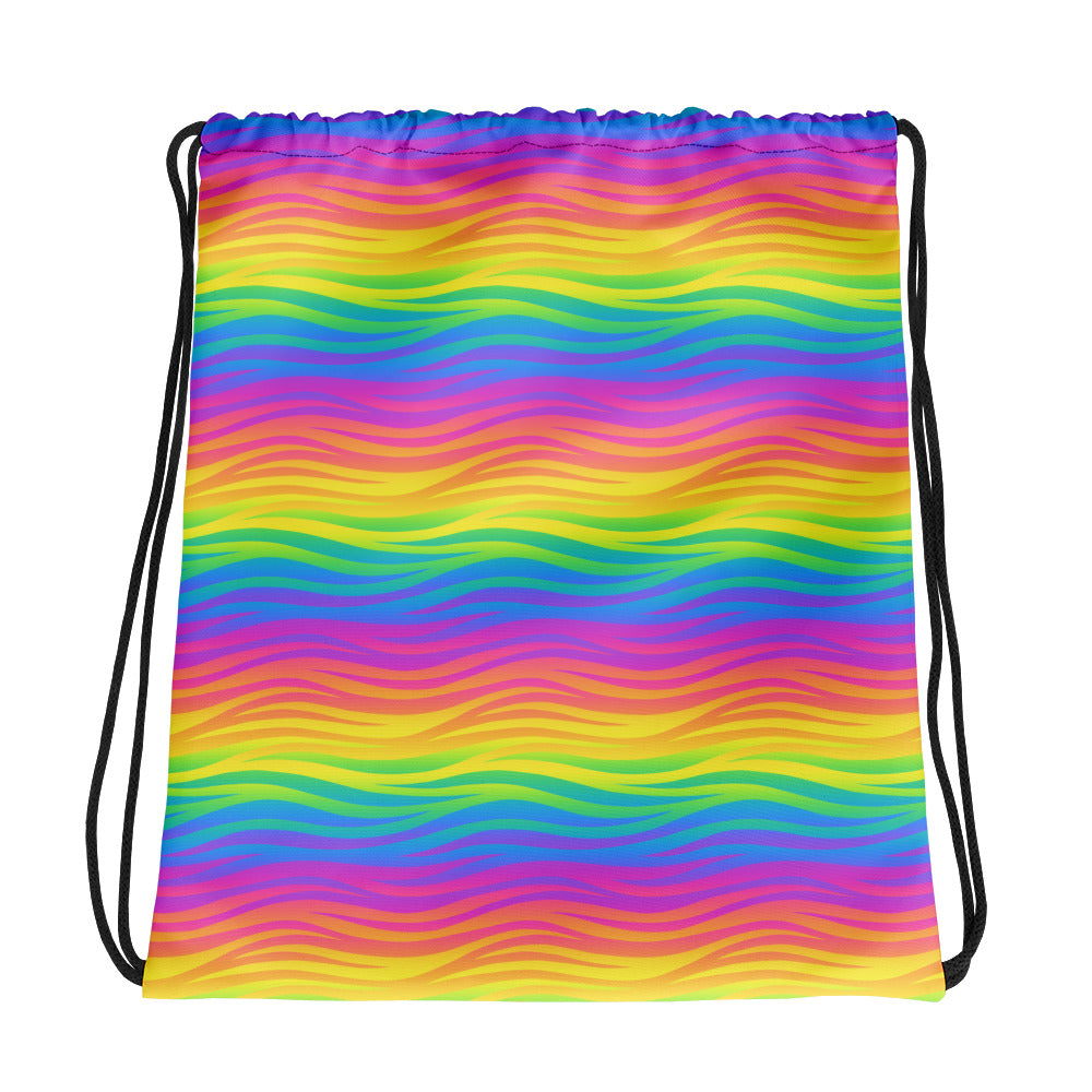 Rainbow Waves Drawstring bag