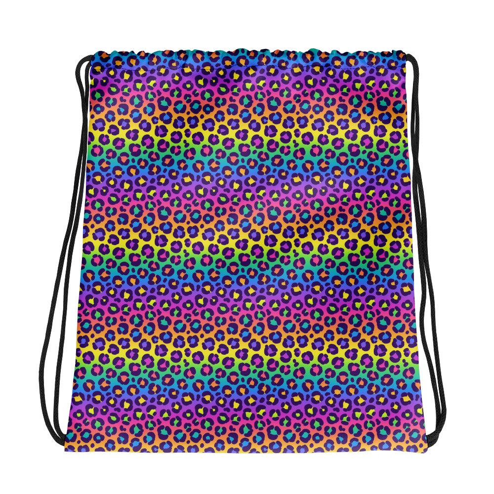 Rainbow Leopard Drawstring bag