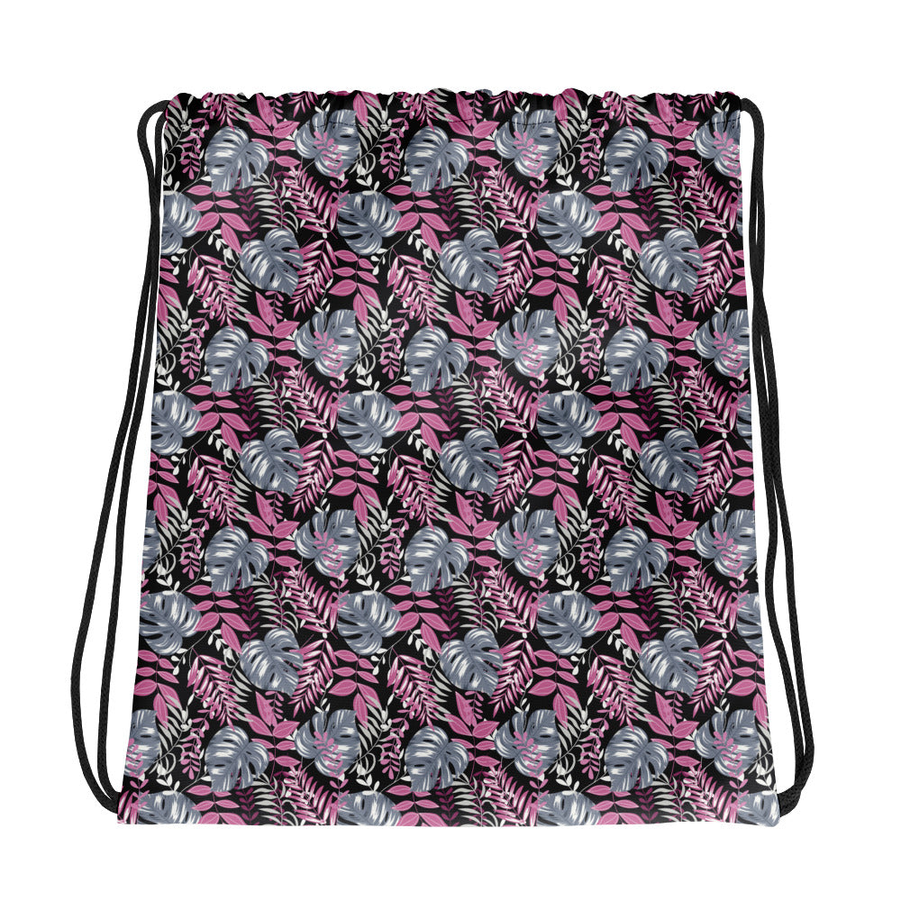 Tropical Grey & Pink Drawstring bag