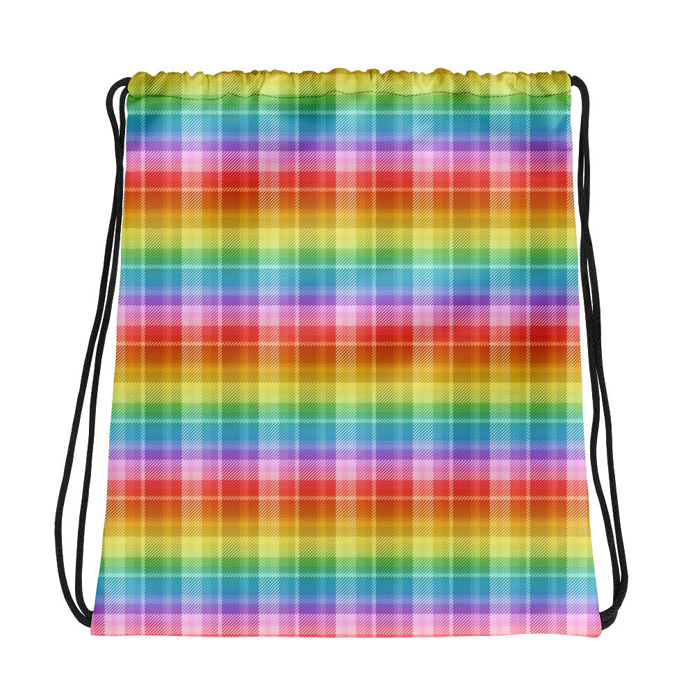 Rainbow Tartan Drawstring bag