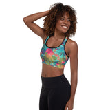 Tropical Water Leaves Padded Sports Bra