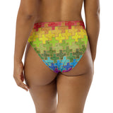 Rainbow Puzzle Recycled high-waisted bikini bottom