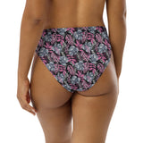 Tropical Grey & Pink Recycled high-waisted bikini bottom
