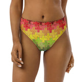 Rainbow Puzzle Recycled high-waisted bikini bottom