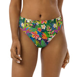 Tropical Rainbow Flower recycled high-waisted bikini bottom