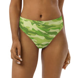 Light Green Camo Recycled high-waisted bikini bottom