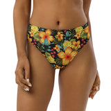 Orange Flowers Recycled high-waisted bikini bottom