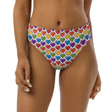 Rainbow Hearts Recycled high-waisted bikini bottom