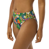 Tropical Rainbow Flower recycled high-waisted bikini bottom