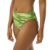 Light Green Camo Recycled high-waisted bikini bottom