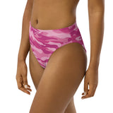 Pink Camo Recycled high-waisted bikini bottom