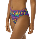 Rainbow Leopard Recycled high-waisted bikini bottom