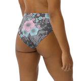 Grey Flowery Recycled high-waisted bikini bottom