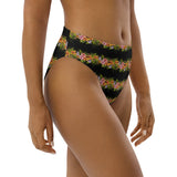 Flower Stripes Recycled high-waisted bikini bottom