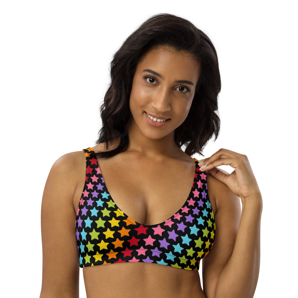 Rainbow Stars Recycled Padded Bikini Top