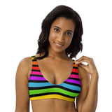 Rainbow Stripes Recyled padded bikini top