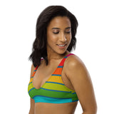 Rainbow Stripes Recycled padded bikini top