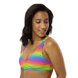 Rainbow Waves Recycled padded bikini top