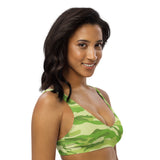 Light Green Camo Recycled padded bikini top