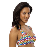 Rainbow Hearts Recycled padded bikini top