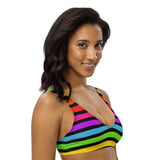 Rainbow Stripes Recyled padded bikini top
