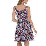Tropical Grey & Pink Skater Dress