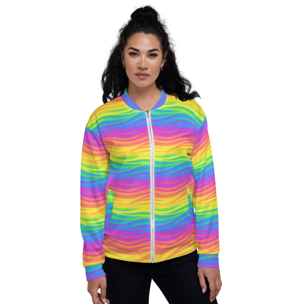 Rainbow Waves Bomber Jacket