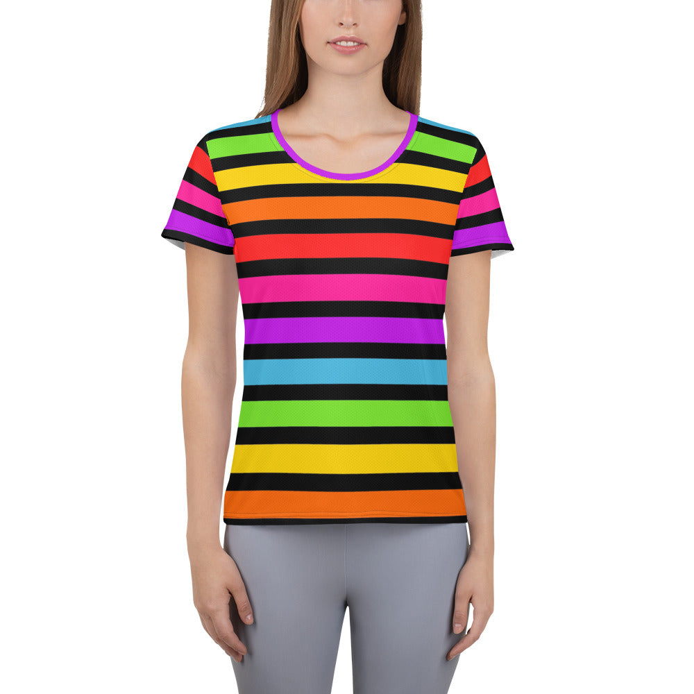 Rainbow Stripes All-Over Print Women's Sport T-shirt