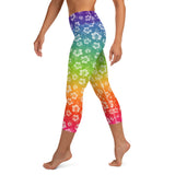 Rainbow Hibiscus Yoga Capri Leggings