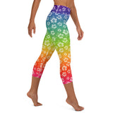 Rainbow Hibiscus Yoga Capri Leggings
