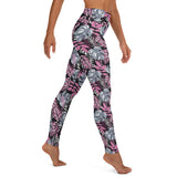 Tropical Grey & Pink Yoga Leggings